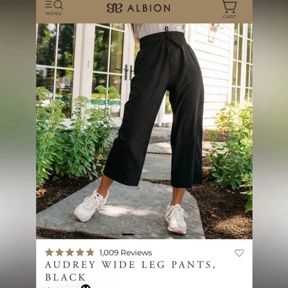 Albion Fit AUDREY WIDE LEG PANTS, BLACK Crop Black Size Small - Picture 2 of 4